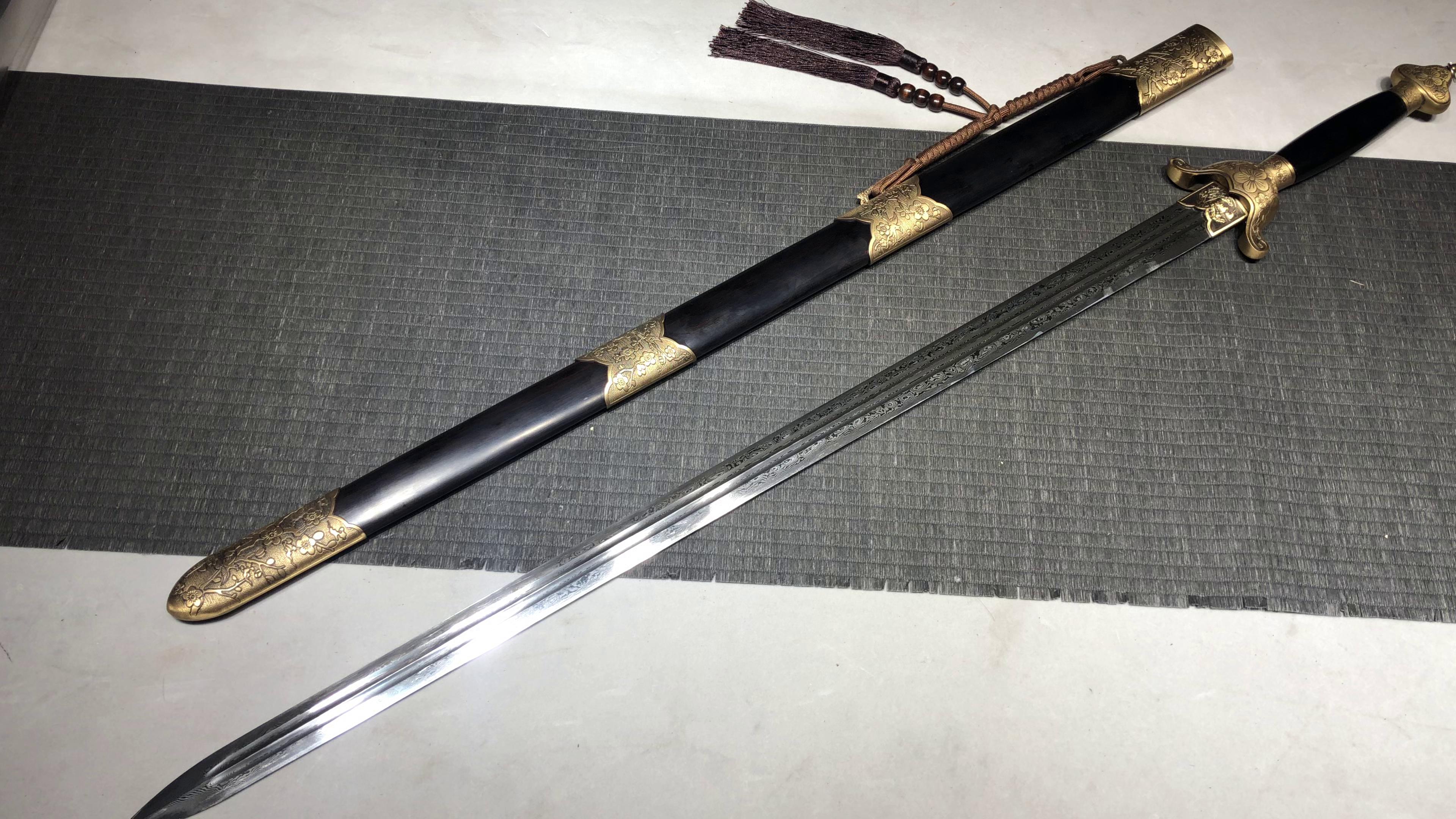 1200 新款手作 长款28寸黑檀木花纹钢清剑—梅花单手剑 编号:050872402281477 - 大祚榮刀劔 대조영도검 网站图片授権给大 ...