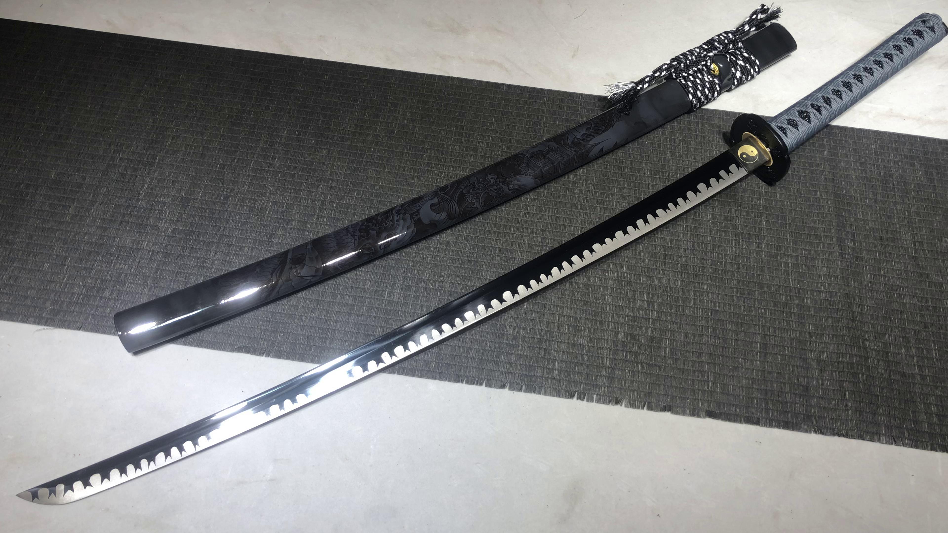 560 新款手作 长款26寸高锰钢发黑白口武士刀—梵文打刀(锰钢版) 编号:810872405301570 - 大祚榮刀劔 대조영도검 网站 ...
