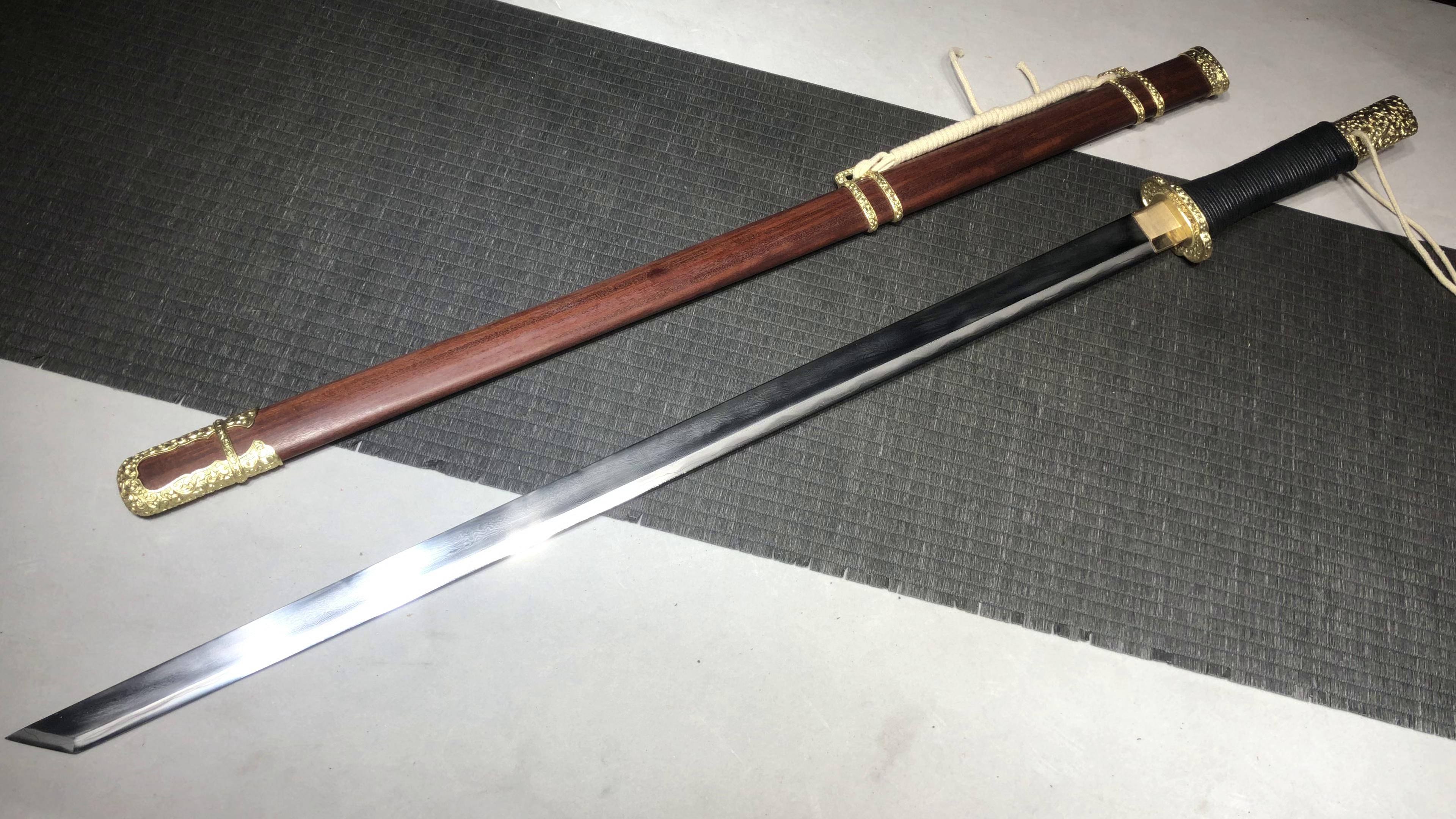 1900 新款手作 长款26寸百炼花纹钢夹钢烧刃中式研唐横刀——李靖唐刀(单手刀) 编号:580872401311445 - 大祚榮刀劔 ...