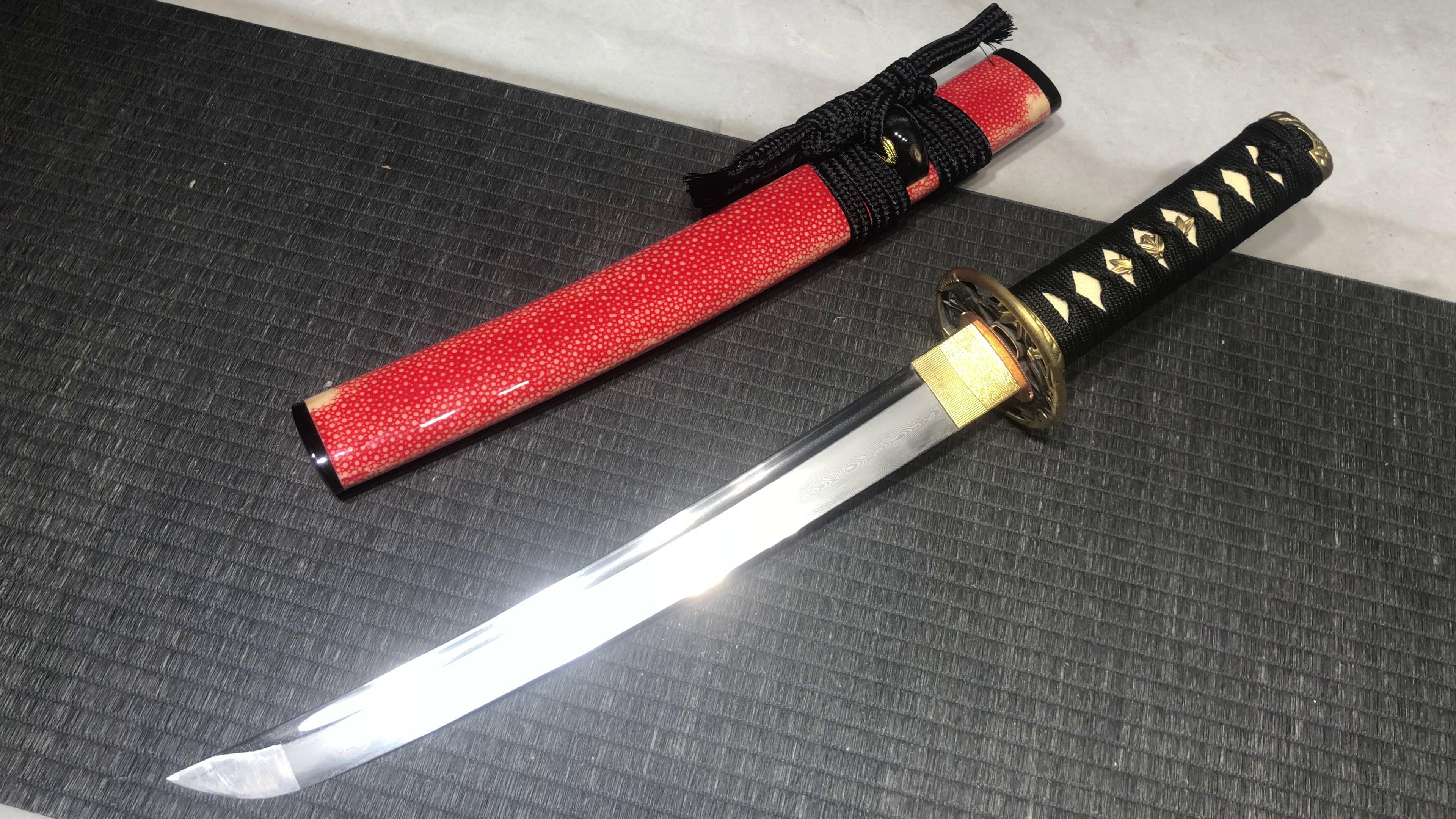 1200 新款手作 短款12寸花纹钢烧刃武士刀—金竹短刀 编号：050872405021548 - 大祚榮刀劔 대조영도검 网站图片授権给大祚 ...