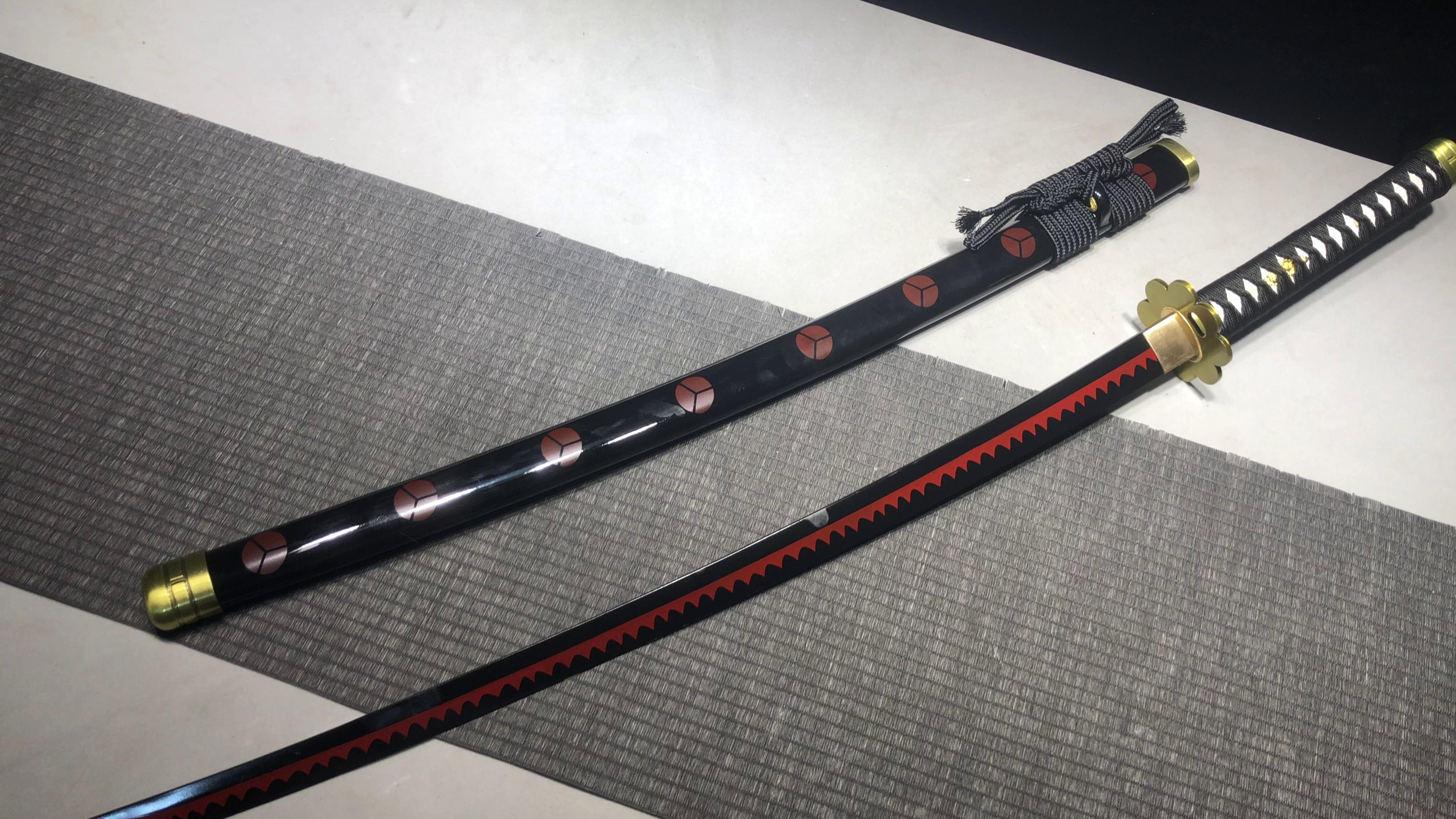 600 新款手作动漫海贼王周边 长款26寸高锰钢烤漆武士刀——黑刀秋水(可拆卸高新性能版) 编号:020872307051189 - 大祚榮刀 ...